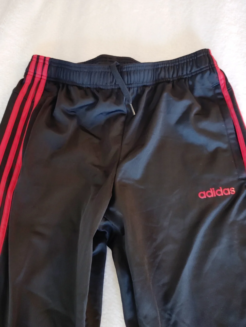 adidas Men Black Track Pants with Red Stripes Loose, Sportwear, 30*41, 31 Inseem